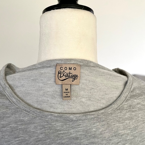 **SOLD**Como Vintage Grey Jersey Puff Sleeve Dress. Size M - Picture 7 of 10